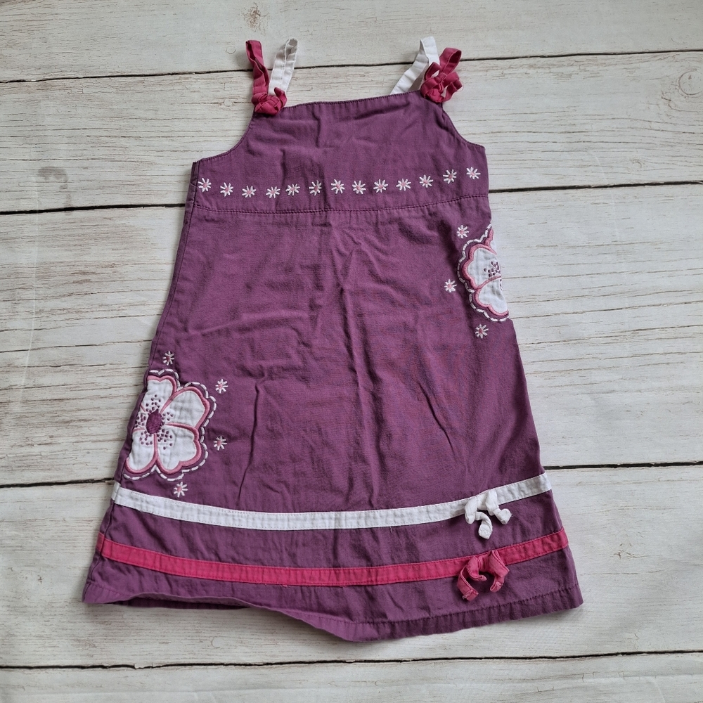 Cherokee 3T Purple Sundress With Embroidered Flowers Cotton